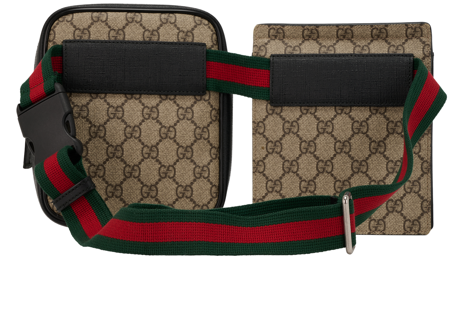 GG Double Belt Bag, &pound;375, Handbags, Beige/Black, Canvas/Leather, Back view